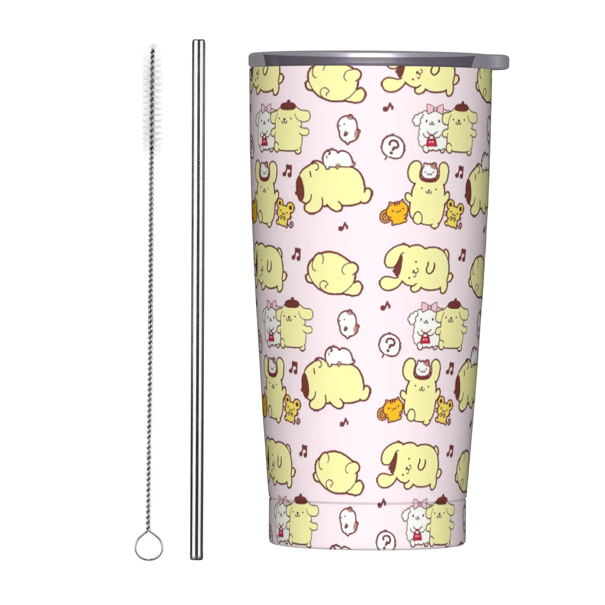 

Kawaii Pom Pom Purin Tumbler Vacuum Insulated Cartoon Thermal Cup Vacuum Flask Office Home Mugs Water Bottle, 20oz