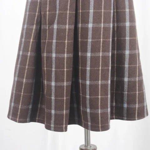 Jupe mi-longue trapèze en laine à carreaux et rayés, Vintage, automne hiver, Simple système forestier, jupe corporelle, imprimé rétro, fermeture éclair, Design