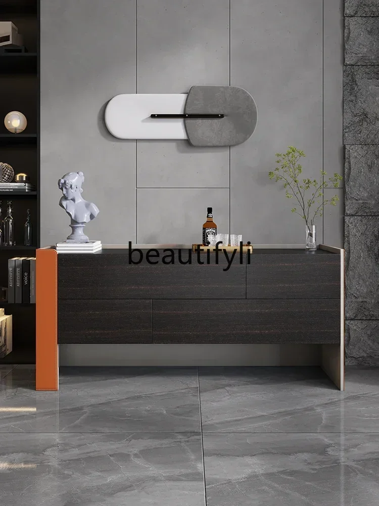 

Dining side cabinet Modern simple entrance cabinet Bedroom multi-functional locker Saddle leather Master bedroom TV cabinet