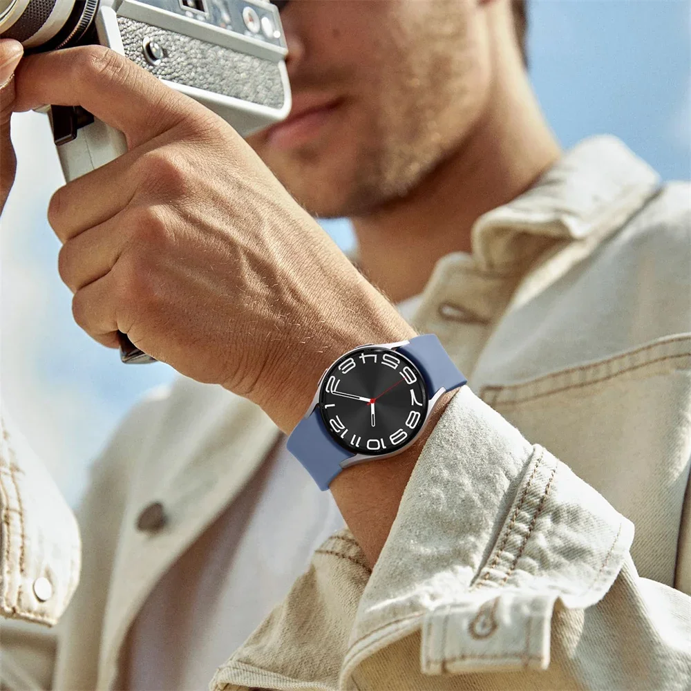 สายซิลิโคนสําหรับ Samsung Galaxy Watch 7 6 5 4 FE 44 มม.40 มม.5 pro 45 มม.กีฬา 20 มม.ไม่มีช่องว่างสร้อยข้อมือ Galaxy Watch 6-4 คลาสสิก