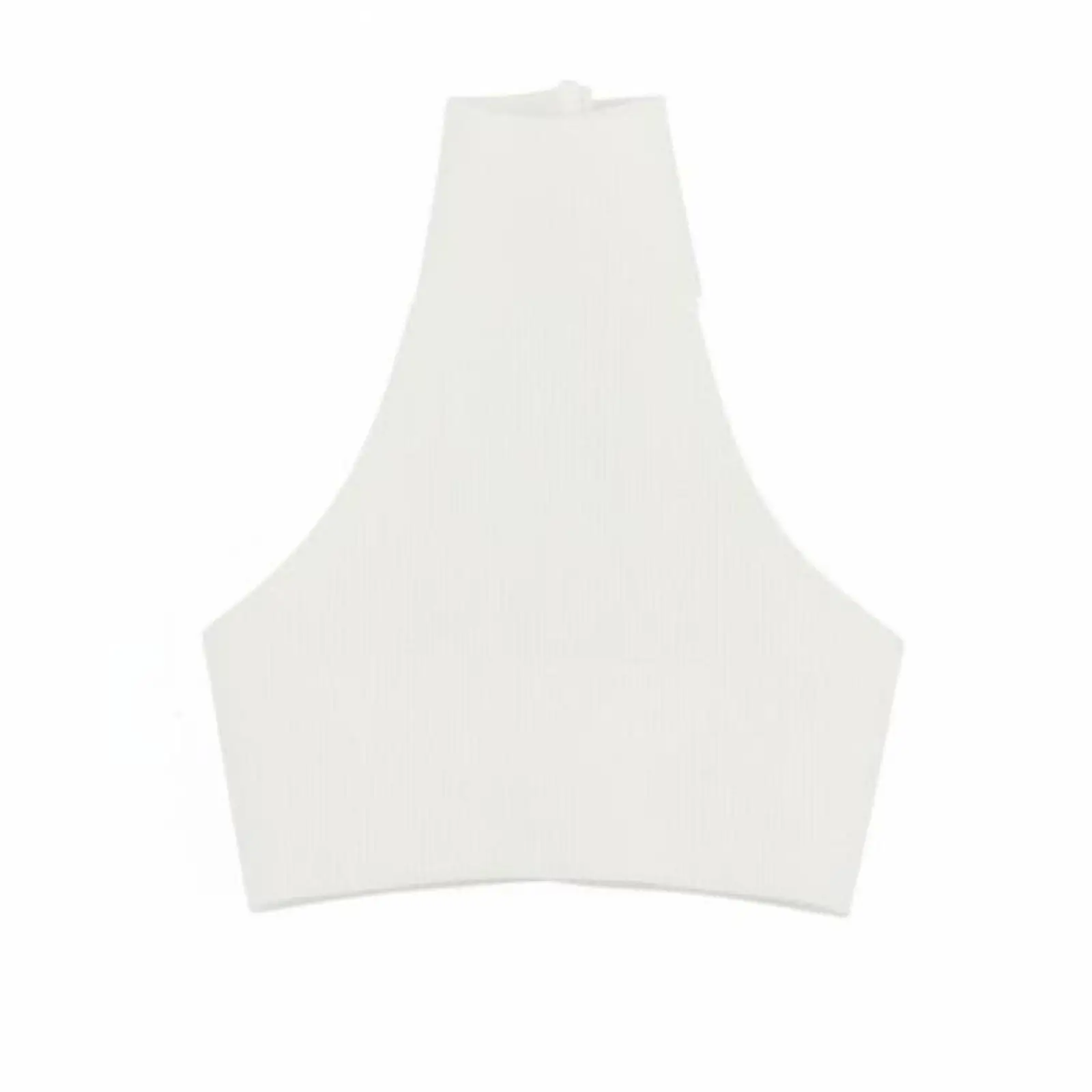 Backless halterneck short top made of textile material, high neckline, suitable