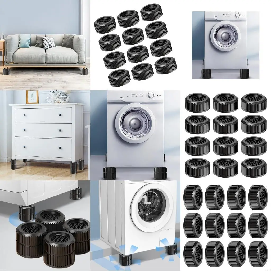 12Pcs Anti Vibration Pads for Washing Machine Washer Dryer Moving Walking Vibration Transfer Stabilizer Support Feet Mat N58D