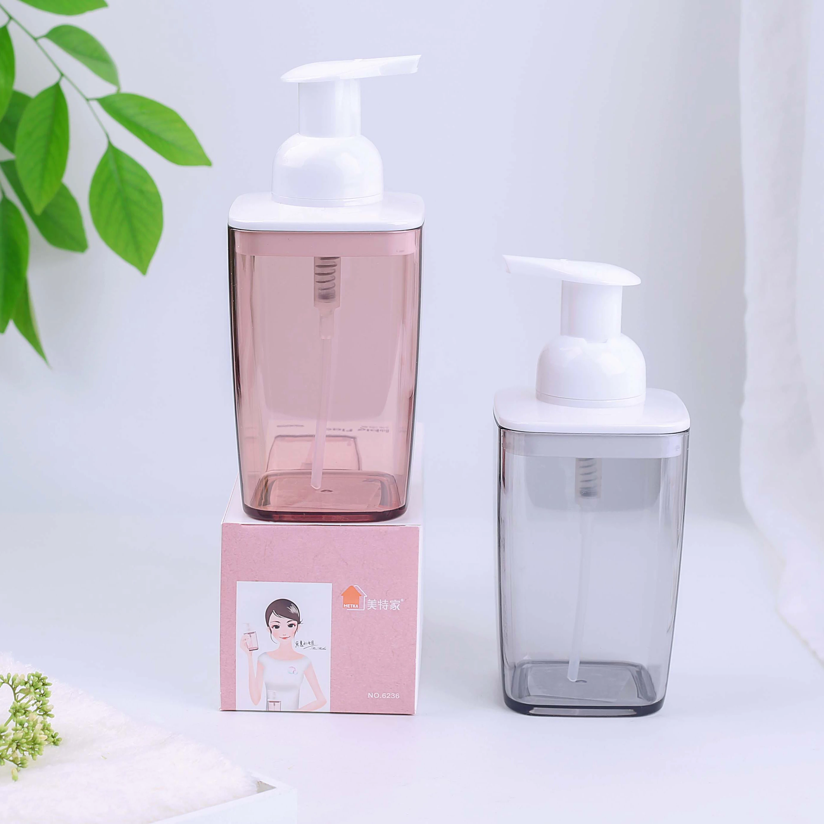 2PCS 420ml Liquid Soap Dispenser Refillable BPA-Free Plastic Pump Bottle for Hand Washer Bathroom Foam Pump Bottle