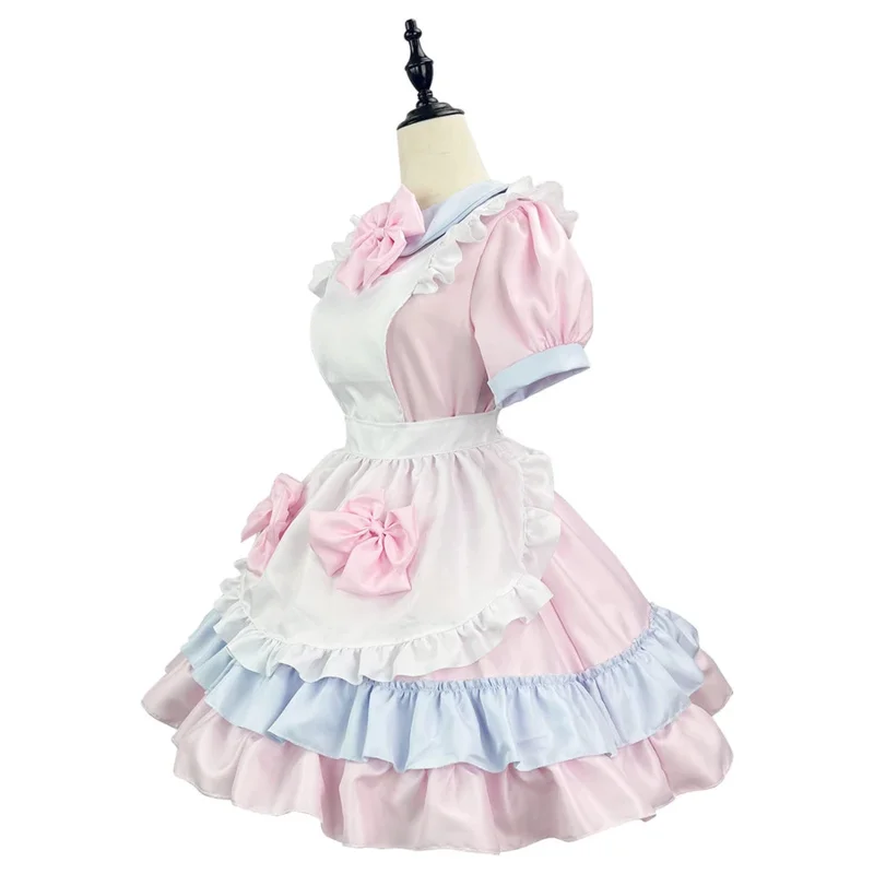 Zoete roze Lolita jurk schattig meisje meid jurk anime cosplay meid kostuum uniform kawaii Lolita kleding jurk plus size