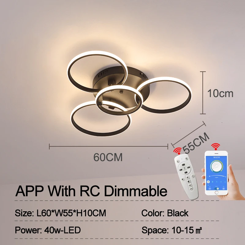 Zwart/Wit Moderne Led Kroonluchter Lamp Dimbare Cirkel Ringen Voor Woonkamer Slaapkamer decoratie Plafond Kroonluchter verlichtingsarmaturen