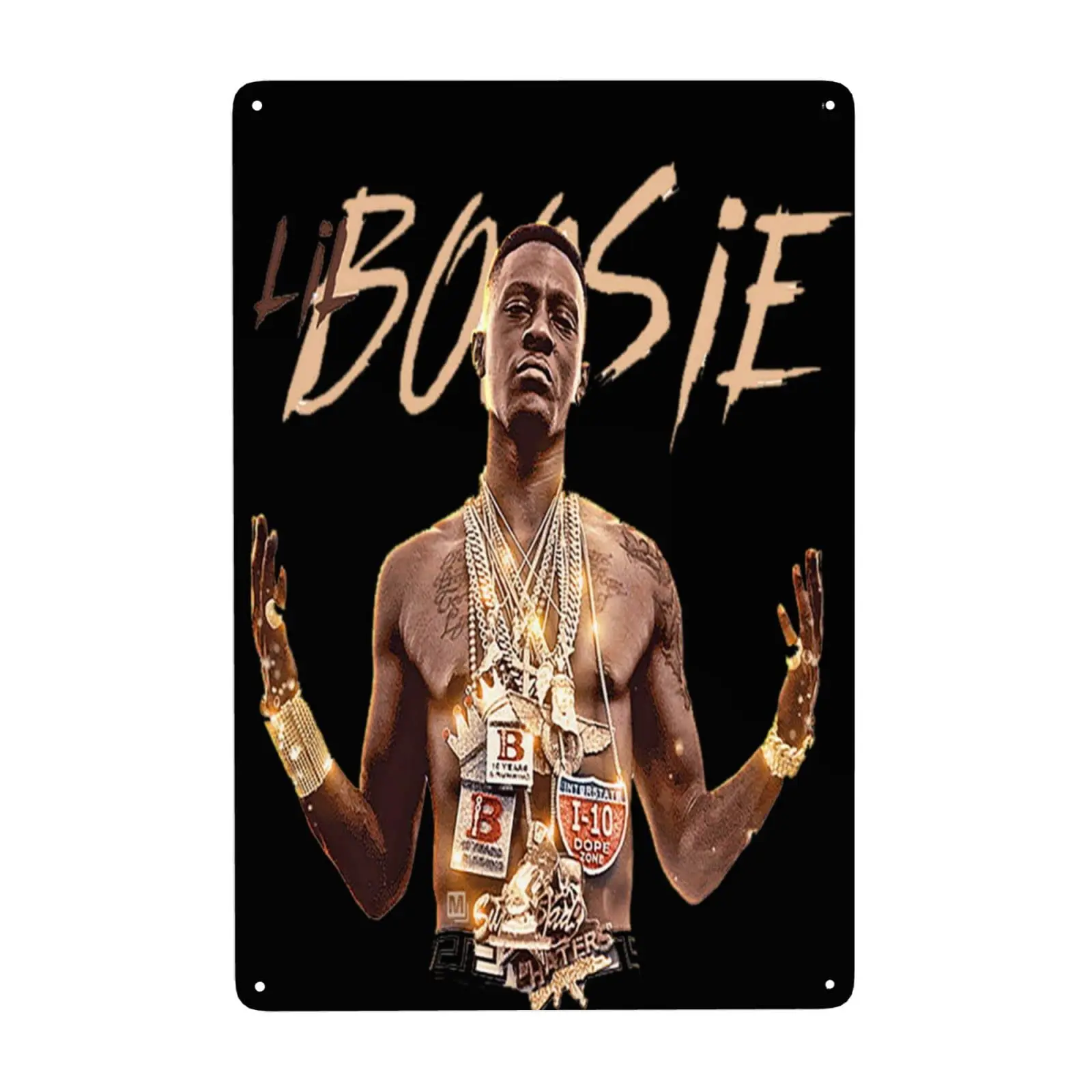 Boosie Rapper Badazz Singer Metal Sign Metal Poster Wall Decor For House Coffee Shop Room Kitchen Metal Tin Sign 8x12Inch