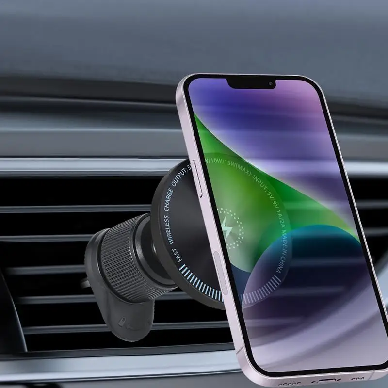 Magnetic Car Phone Holder Wireless Magnetic Charging Adapter Portable Cell Phone Mount Vehicle Phone Charger For Air Vents