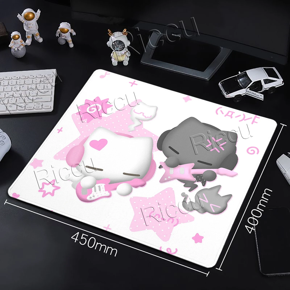 Anime Japanese Polka Dots Cat Mouse Pad Office Desk Accessories Mat Non-Slip Aesthetics Gaming Computer Keyboard LockEdge Carpet