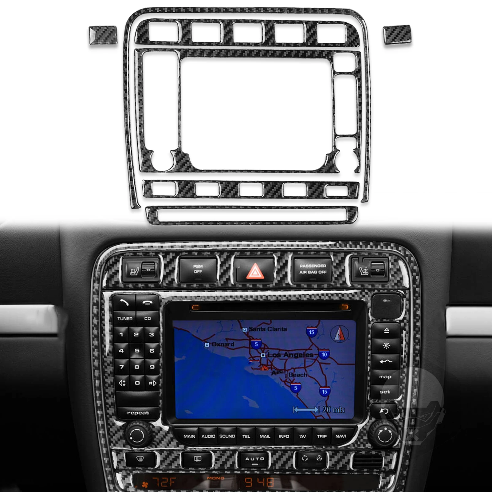 For Porsche Cayenne S GTS Turbo 2003-2010 Accessorie Carbon Fiber Interior Gear Panel Center Console Trim Sticker Car Decoration