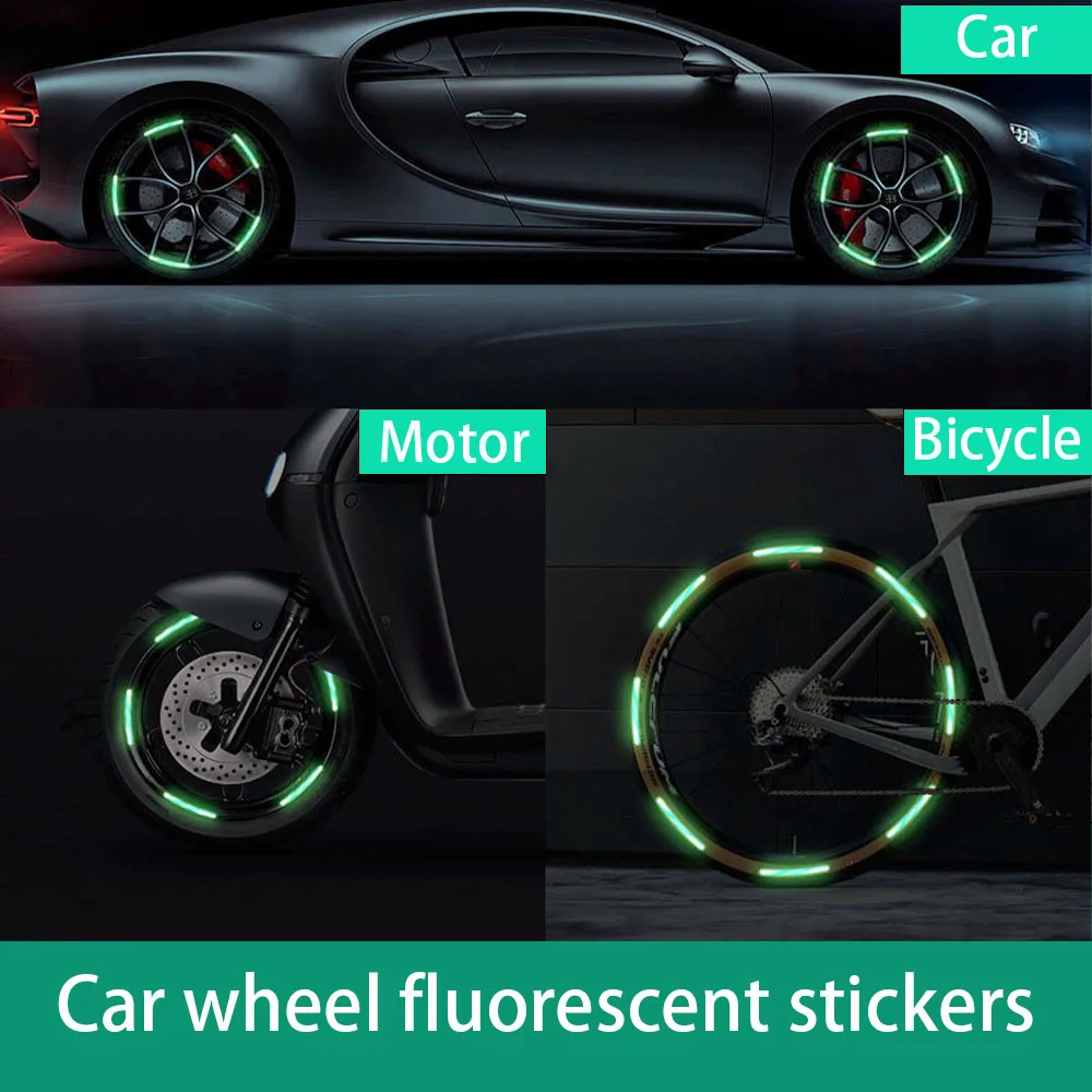 Stick paper sCar Emblem Fluorescent Rim Sticker Motorcycle Light-Up Strips Creative Wheel Frame Decals Glow-in-the-Dark Stickers
