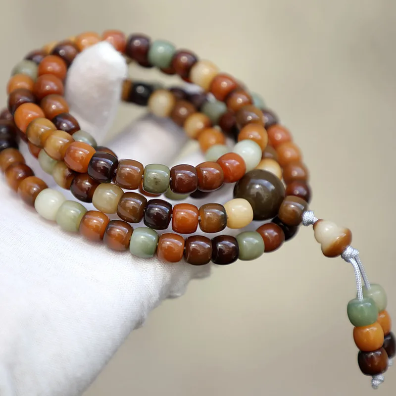 9*8 Straight-Cut Beads, Dunhuang-Style, Richly Colorful, 108-Bead Root , Handheld, Unisex, Bodhi Seed Bracelet