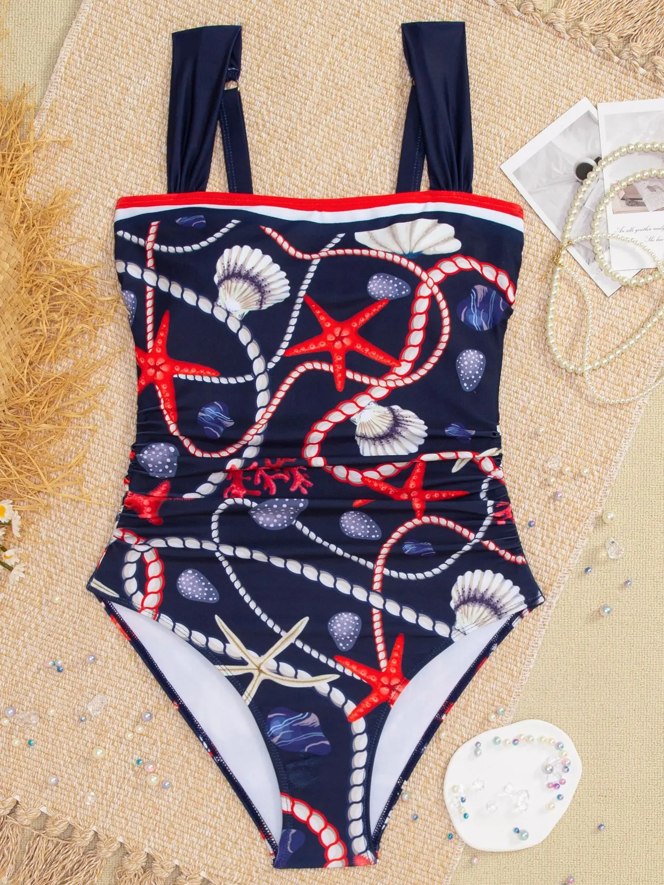 Sexy shell starfish print swimsuits One Piece Swimwear Bodysuits Women Biquini Bathing Suits tankini trikini