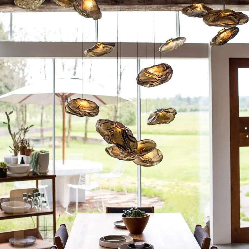 Modern Cloud Design Rokerig Grijs Glas Hanglamp Kunst Hanglamp Decoratieve Geblazen Glas Hanglamp Restaurant Kroonluchter