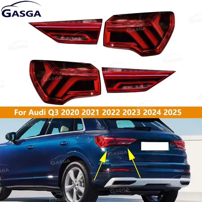 Car LED Taillight Assembly For Audi Q3 2020 2021 2022 2023 2024 2025 LED Rear Tail lamp Reversing Taillight Rear Running Lamp