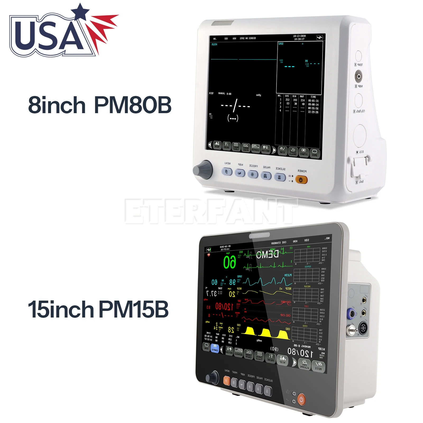 

ETERFANT 8 "/15,6" монитор пациента высокого разрешения цветной TFT-дисплей ICU CCU жизненный знак для больницы PM80B/PM15B