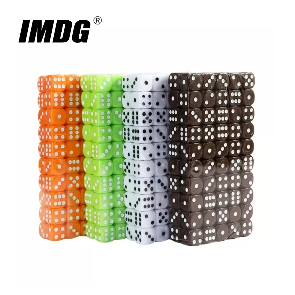 100 Pcs/Pack 16mm Round Corner Cube Multi-Colored Dot Acrylic Game Dice Accessory #16 Drinking Dice