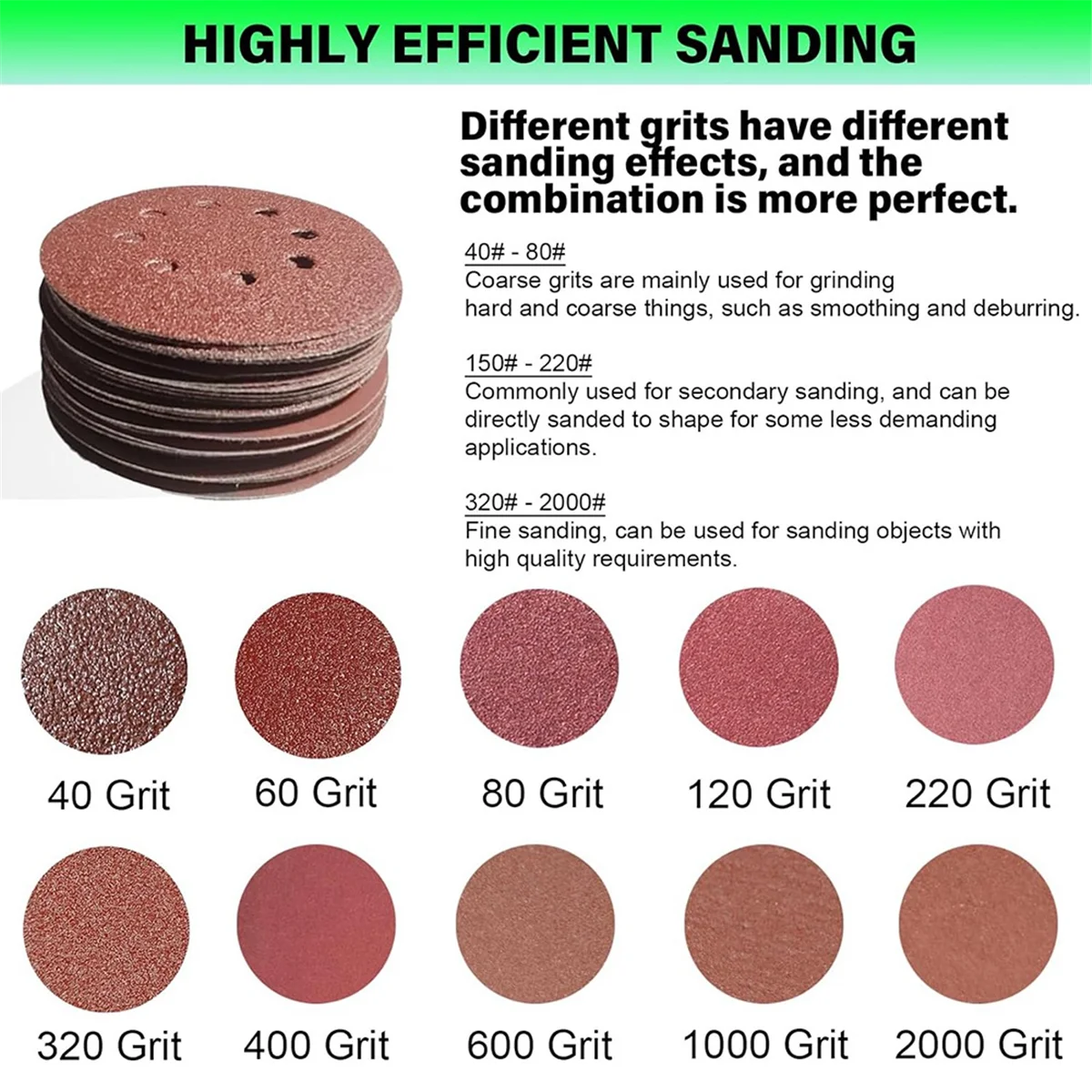 

PA-5PCS 5 Inch 8 Holes Foam Sanding Pads for Orbital Sander Hook and Loop Buffer Backed Cushion with 40PCS Sanding