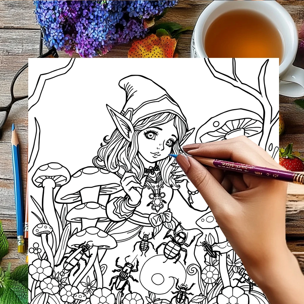 Livro para colorir Fairy Garden de 28 páginas para adultos |   Suprimentos de desenho Livro para colorir para Natal, Ação de Graças