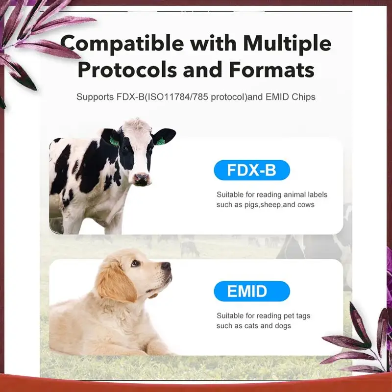 

Durable Animal RFID Reader 134.2Khz/125Khz Pet FDX-B EMID Adjustable Sound Brightness USB Dog Cat Horse Handheld Mini Scanner