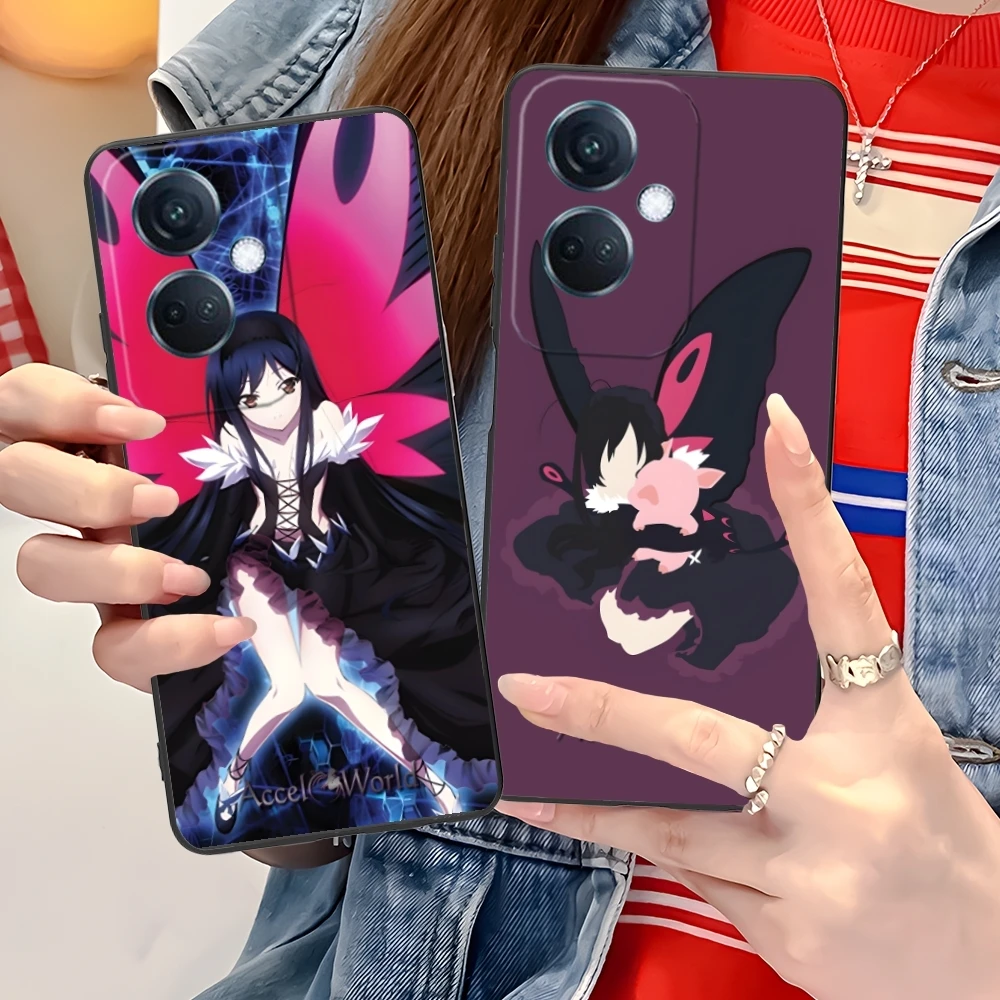 Accel World Kuroyuki hime Mobile Phone Case for OPPO Find X5 X3 X2 A93 Reno 8 7 Pro A74 A72 A53 Black Soft Phone Cover Shell