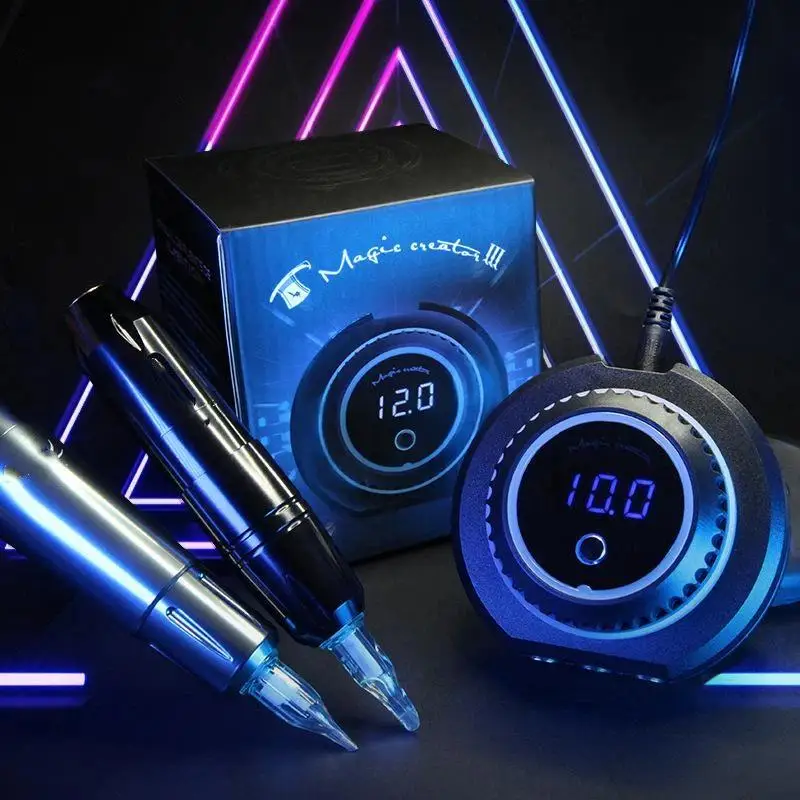 Tattoo Power Supply LED Display Anti-Slip Base Dual Output Rotatable Knob For Coil & Rotary Tattoo Machines Pen