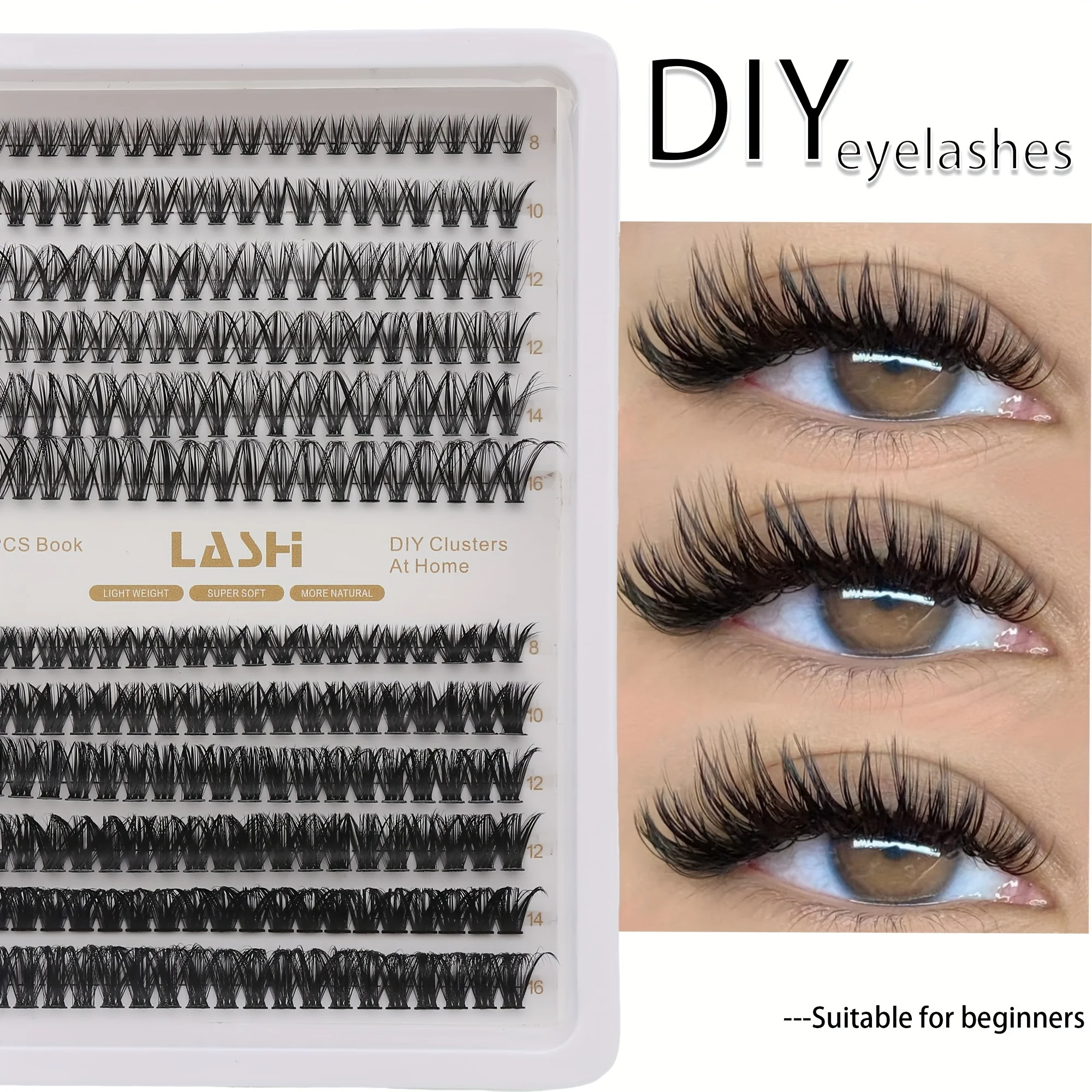 Cílios postiços, 30D/60D DIY Cluster Cílios, 240 PCS Grande Capacidade, 3D Volumoso, Leve Macio, Presente de Natal para Mulheres