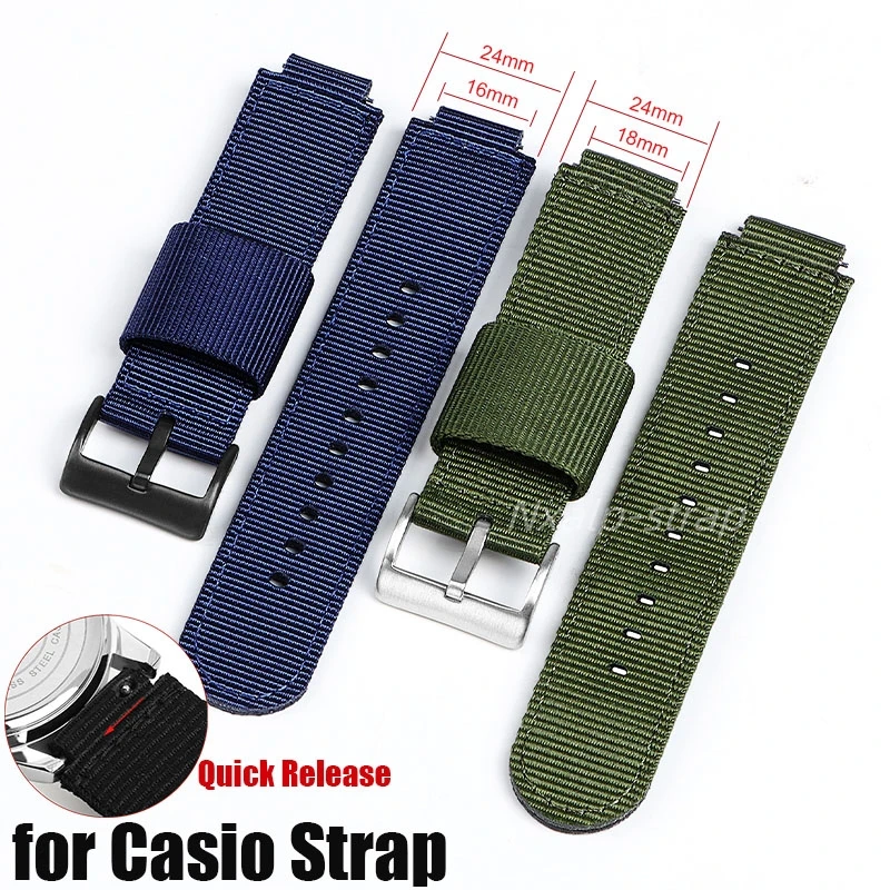 Nylon Watch Strap for Casio AE-1200 1300 AE-1000W F91W F84 GA-100/110 GA-2100/5600/6900series Men\'s Canvas Watchband 16mm 18mm