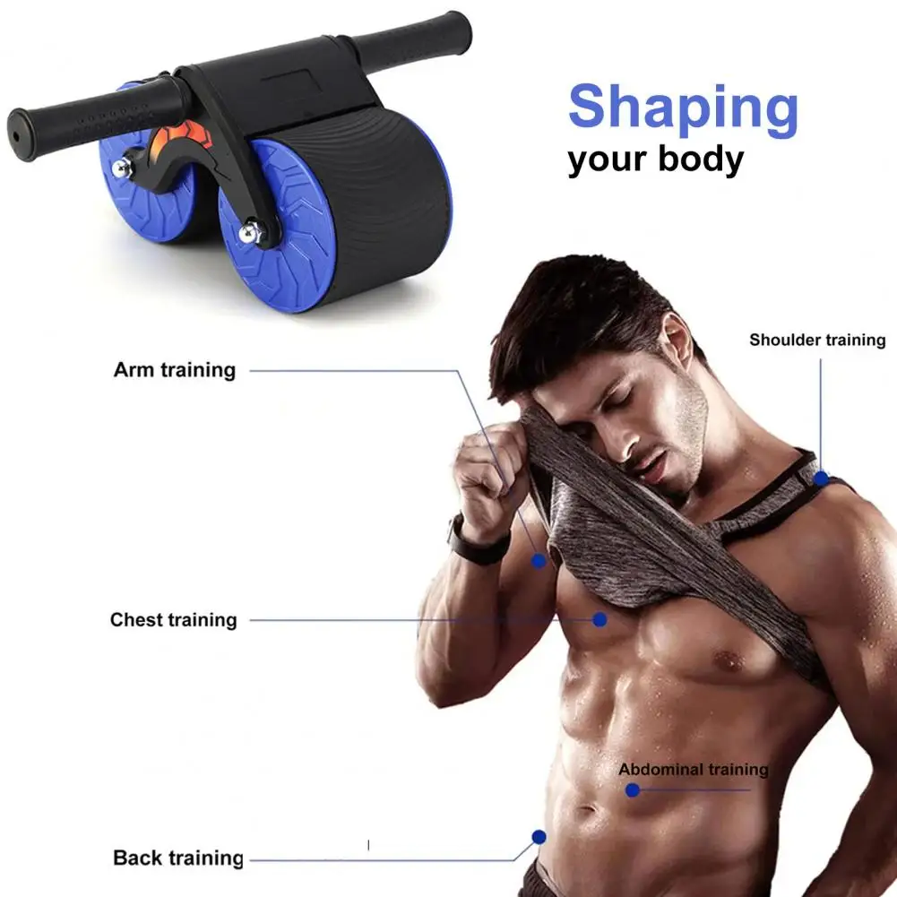 Automatic Rebound Abdominal Roller Dual Wheel Core Strength Trainer Abdominal Back Muscle Workout Equipment Ab Wheel