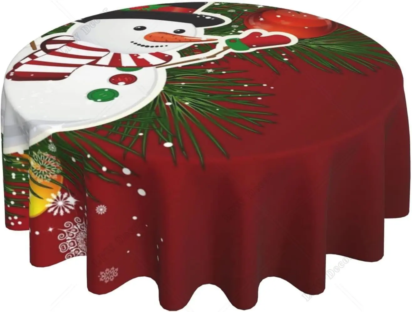 Toalha de mesa lavável do Natal, Xmas Round Table Cloth Cover para Farmhouse Outdoor Picnic Home Kitchen, 60