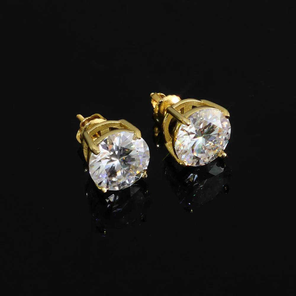 ESKEEM Big Size 10mm Round VVS1 Moissanite Earring Four-Prong Setting Luxury Jewelry for Men 925 Sterling Silver Jewelry