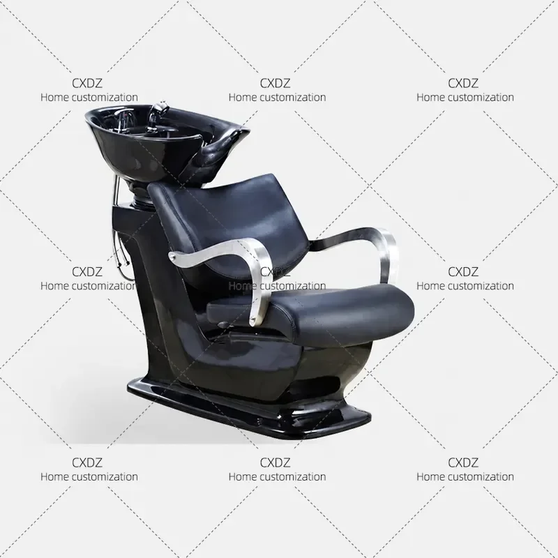 Reclining Shampoo Bed for Hair Salon Japanese Style Seated Wash Chair with Flush System Portable Household Use