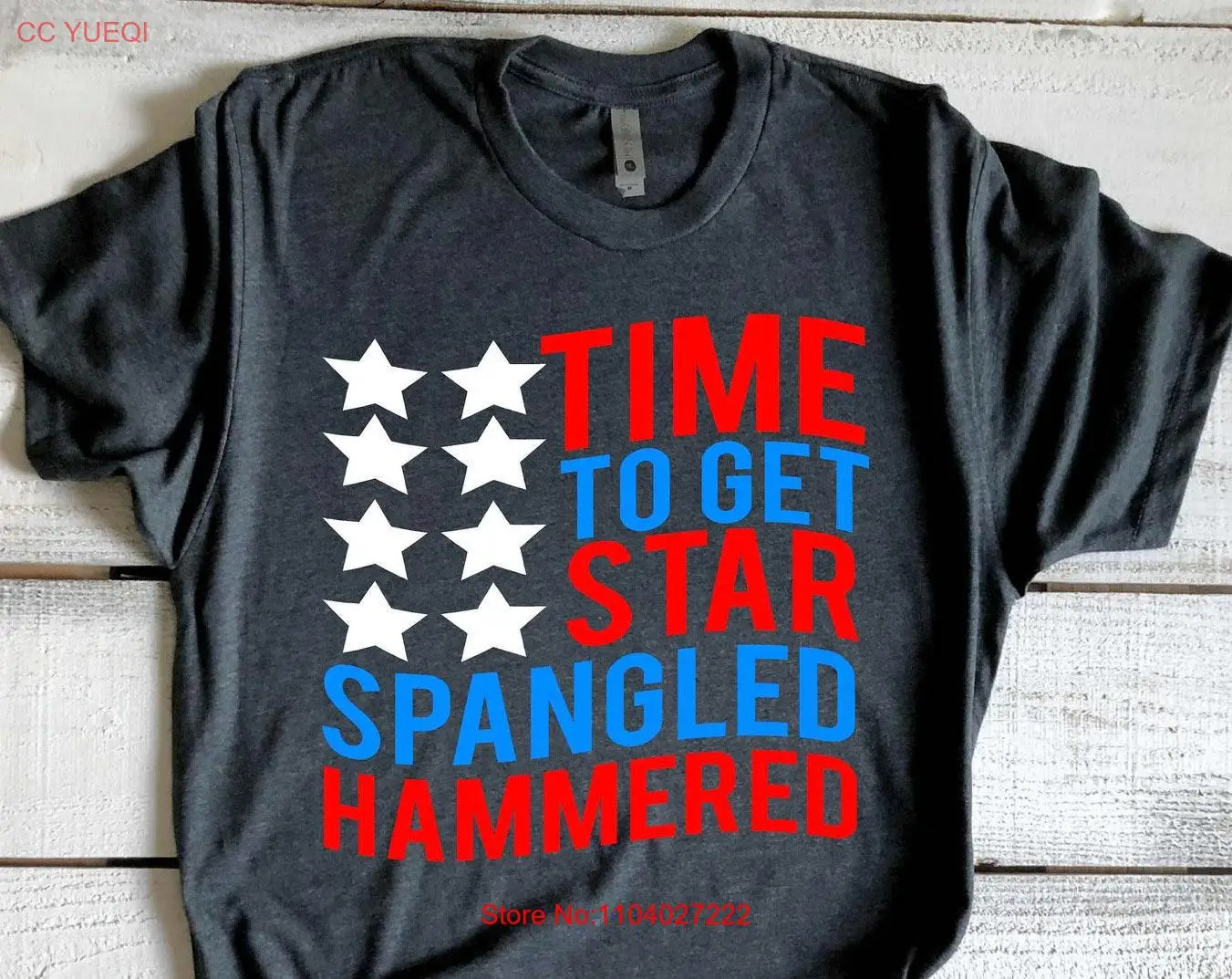 Camiseta del 4 de julio, tiempo para conseguir la estrella, martillado, divertido Día de la Independencia, bebida navideña