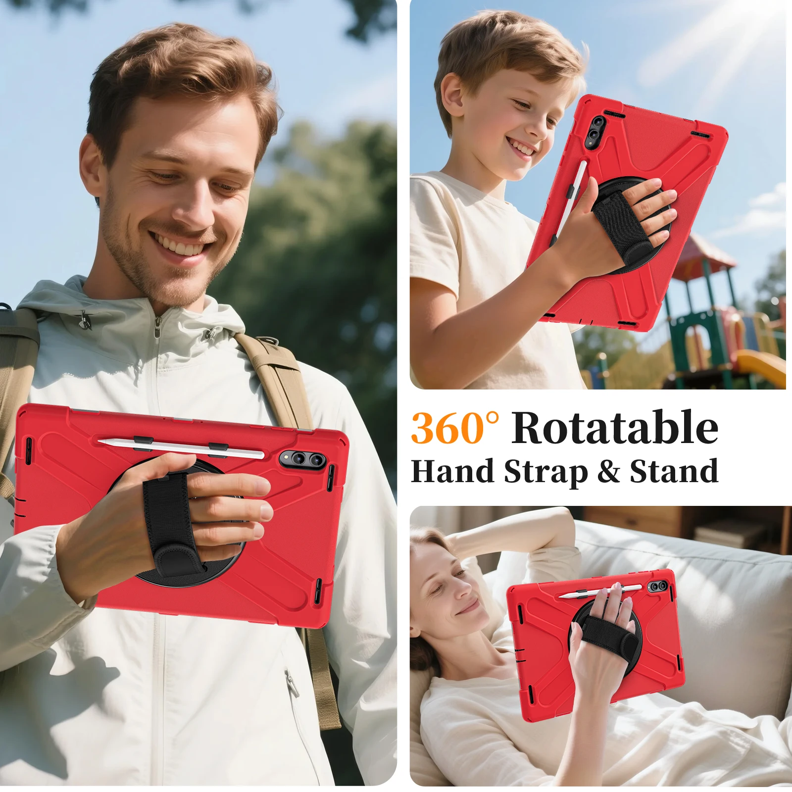 Heavy Duty Case For Samsung Galaxy Tab S11 Ultra 2025 14.6" SM-X930 SM-X936 360 Rotating Stand Rugged Cover With Shoulder Strap