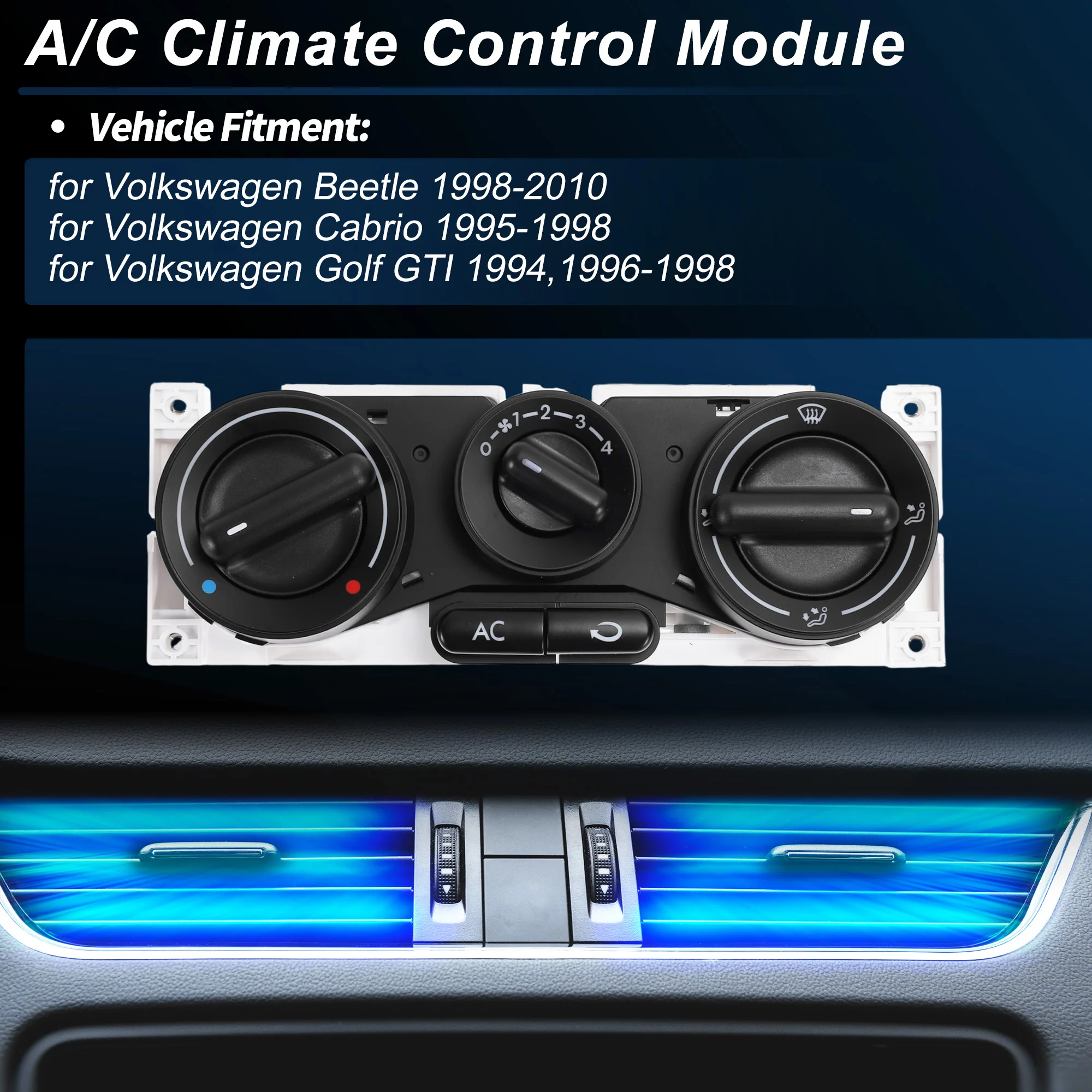 UXCELL A/C Heater Climate Control Switch Module Panel for Volkswagen Beetle 1998-10 HVAC Climate Temp Unit
