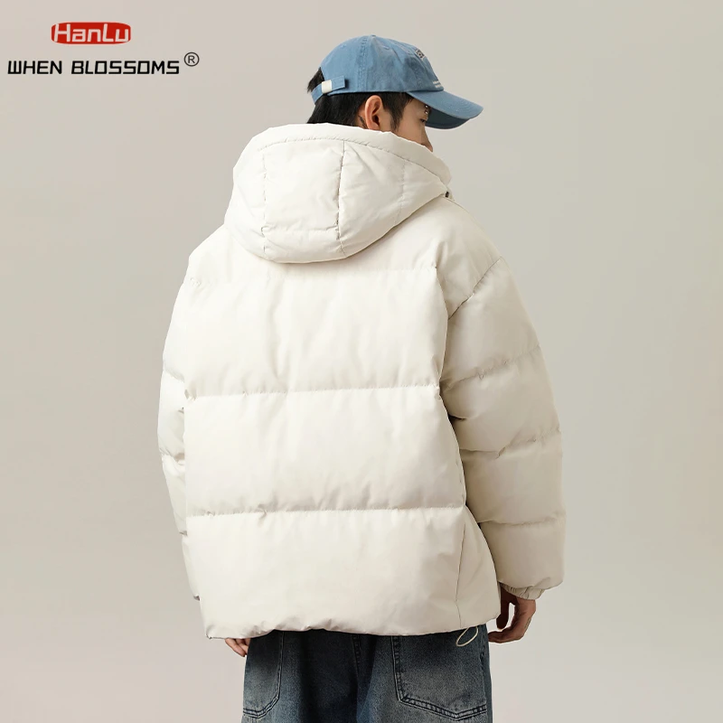 Men Hooded Jacket Thick Warm Down Cotton Bubble Parkas Winter Waterproof Coat 2024 Mens Streetwear  Jackets Detachable Hood