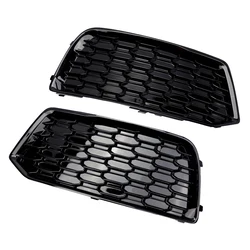 Glossy Black Front Bumper Fog Light Grills Trim Cover Honeycomb for Audi Q5 2018 2019 2020 Regular Model 80A807679D 80A807680D