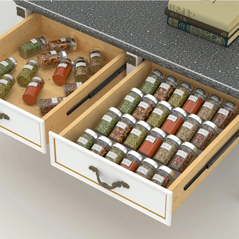 Acrylic Spice Storage Rack Transparent Desktop Seasoning Display Rack Drawer Seasoning Storage