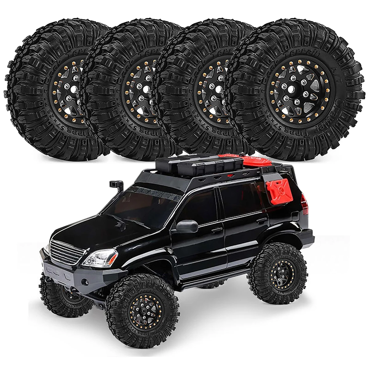 

4pcs Brass 1.0 inch Beadlock Wheel & Tire Set for 1/18 TRX4M 1/24 Axial SCX24 FCX24 FMS RC Crawler Car Upgrade Parts