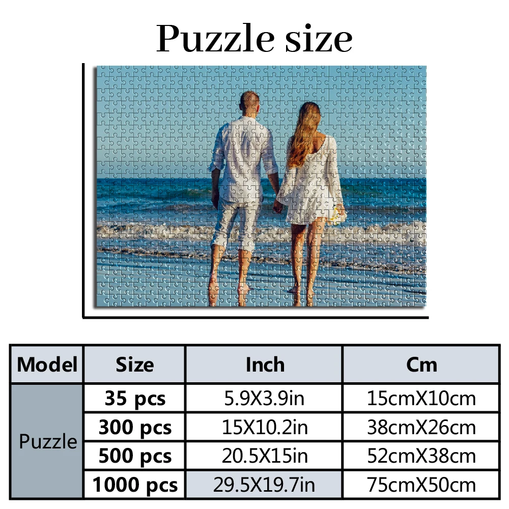 Personalized Custom Photo Puzzle Customized Seaside Strolling Couple Back View Theme Puzzle wooden Puzzle