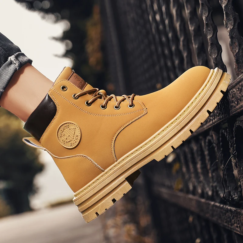 Мужские ботильоны высокие военные ботинки мартинсы ковбойские уличные рабочие защитные ботинки мотоциклетная тактическая Обувь На Шнуровке прогулочная обувь