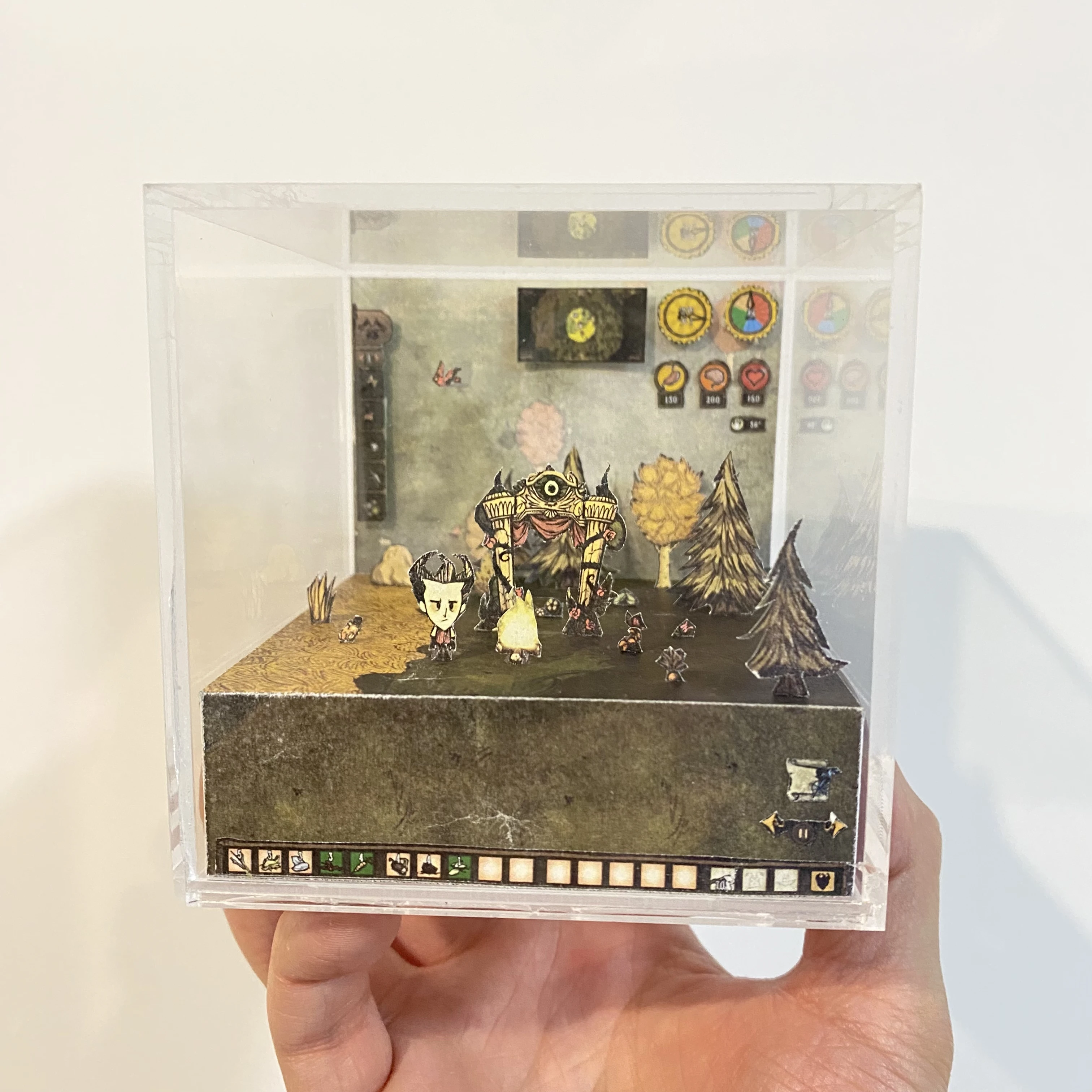 Don’T Starve Animation Game Paper Craft Figures Peripheral Viewing Scene Model Acrylic Box, Christmas Gift Delivered In 15 Days