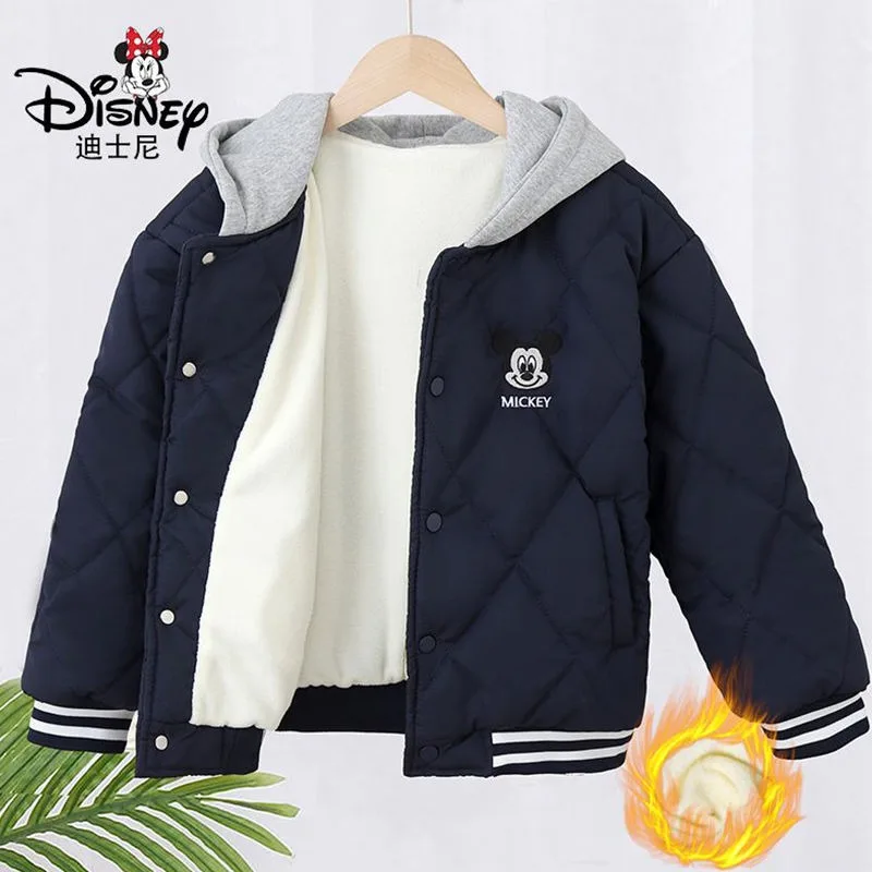 Kawaii creative Mickey Minnie series children's baseball cotton clothing Disney autumn and winter thickened warm hooded jacket