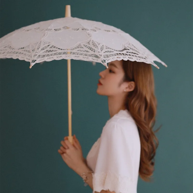 Wedding Bride Lace Umbrella White Princess Umbrella Wedding Lace Bride Umbrella Wedding Dress Female Photography Props Parasol