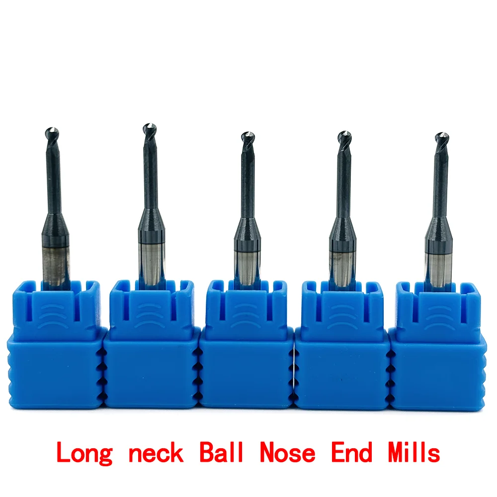 2flutes HRC55  CNC carbide Long neck Ball Nose End Mills tungsten steel end mills Long neck deep groove cutter engraving machine