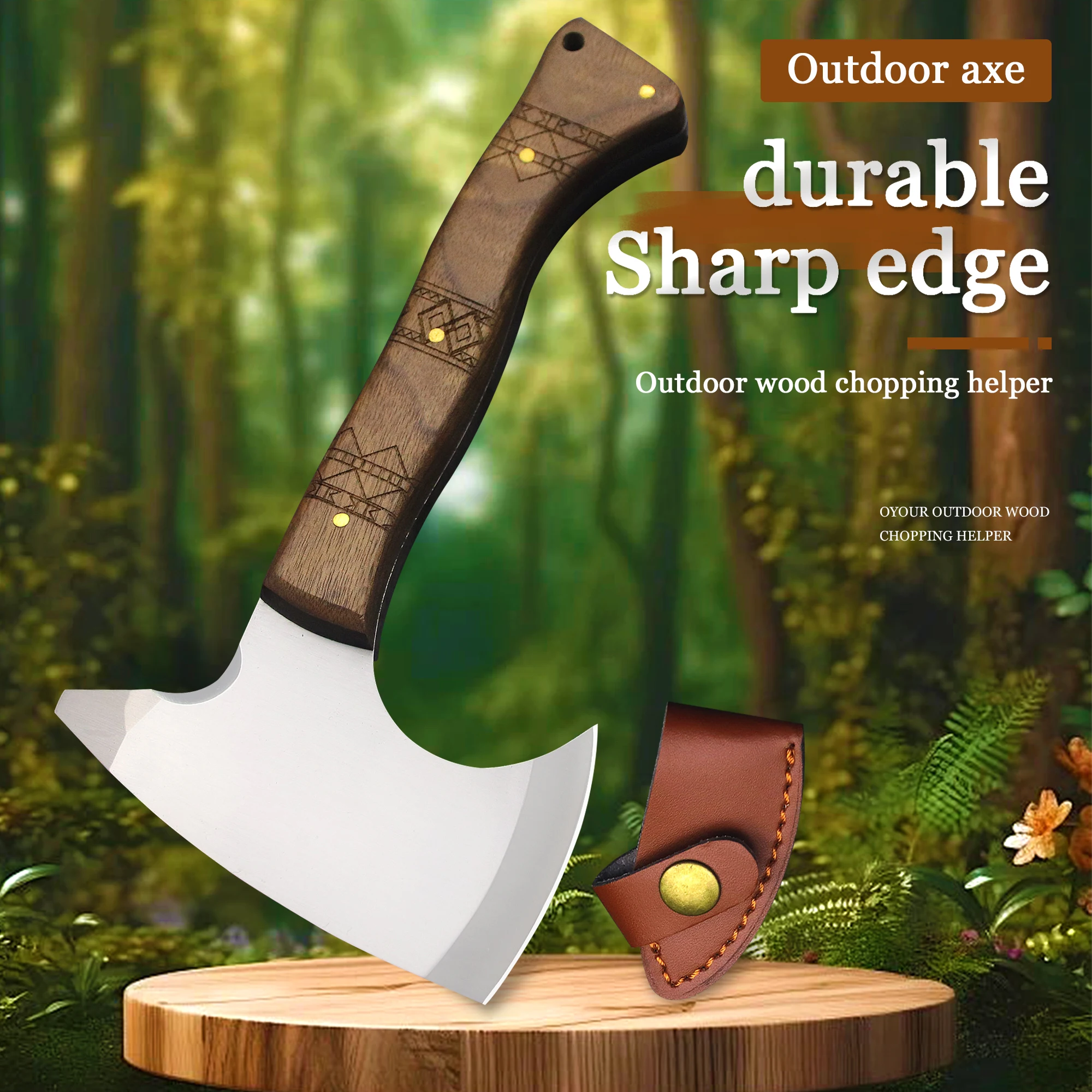 WPKOPYA   Japanese D2 Outdoor Tactical Sharp multi-purpose hand axe, EDC tool axe, Jungle survival cutting hand axe