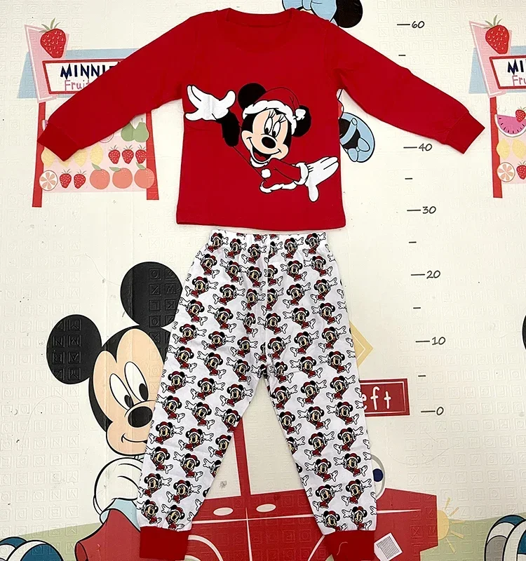 Spring Autumn Children\'s Clothing Boys  Christmas Mickey Cartoon Sleepwear Clothes Kids Pajamas Set Baby Girls CottonPyjamas