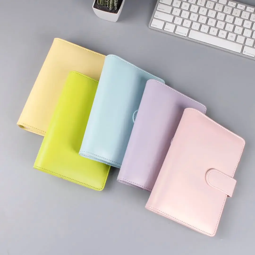 A5 A6  Macaroon Sercies 18Colors Binder PU Clip-on Notebook Leather Loose Leaf DIY Notebook Only Cover Stationery