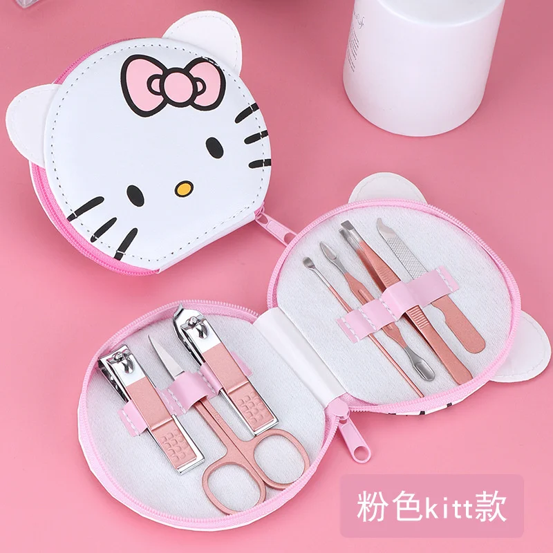 Kawaii Sanrios Olá Kitty Nail Clipper Set Mini Bonito Dos Desenhos Animados Nail Clipper Menina Coração Ferramenta Nail Art Portátil Set