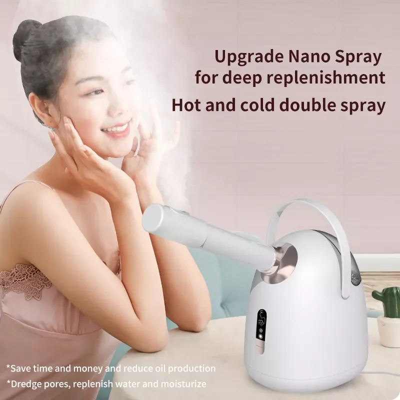 New Hot warm cool 270ml water tank face steamer vaporizador profesional nano facial steamer with LED display