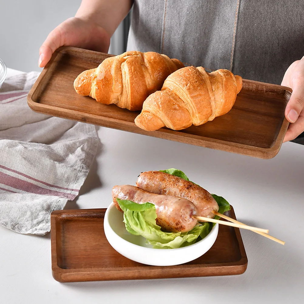 1Pc Irregular Oval Wooden Serving Tray Natural Solid Wood Platter For Fruit Dessert Snack Cheese Bread 30x15/29.5x10.5/19x10.5cm